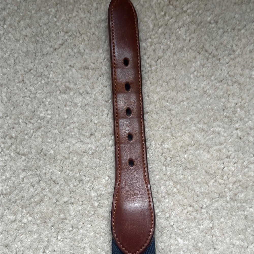 Coach Navy Canvas Leather Belt with Brass Buckle, 36” - Picture 5 of 8